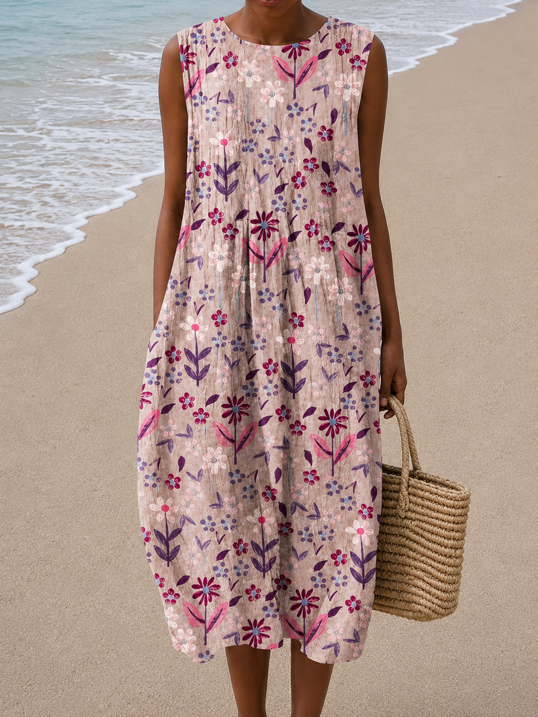 Abigail - Vestito Midi Senza Maniche con Vestibilità Relaxed per Donna