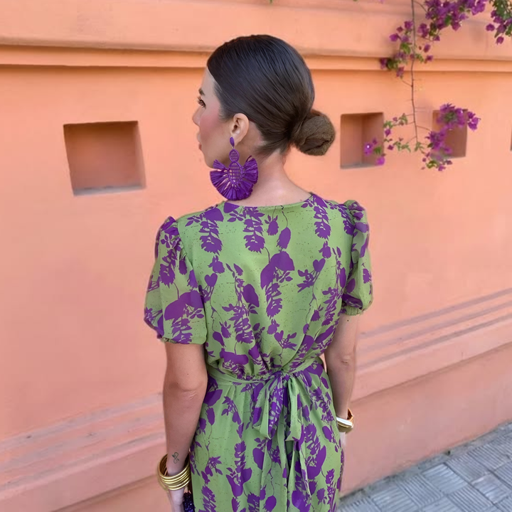 Ernestina™ | Vestito Lungo Floreale Verde