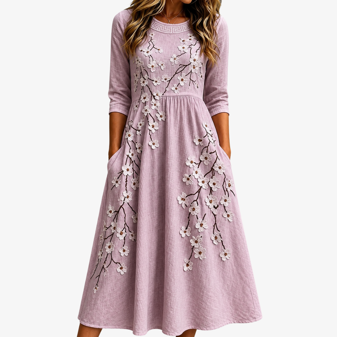 Mina | Abito Midi Floreale Blushing Orchard
