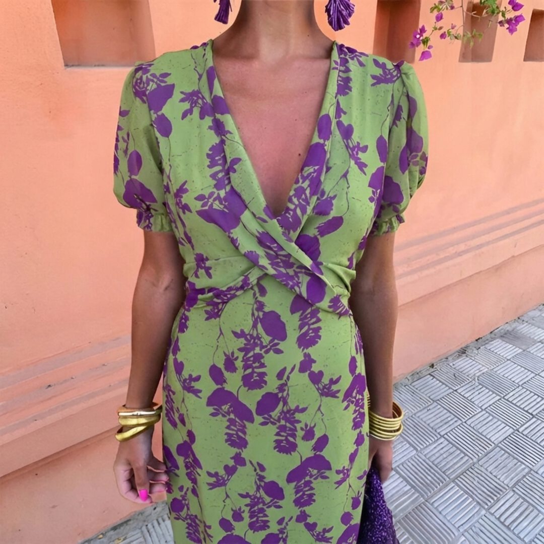 Ernestina™ | Vestito Lungo Floreale Verde