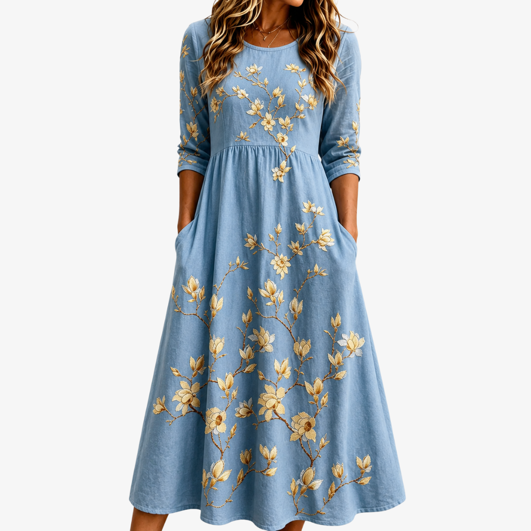 Lotte | Abito Midi Pocket Bluebell Meadow
