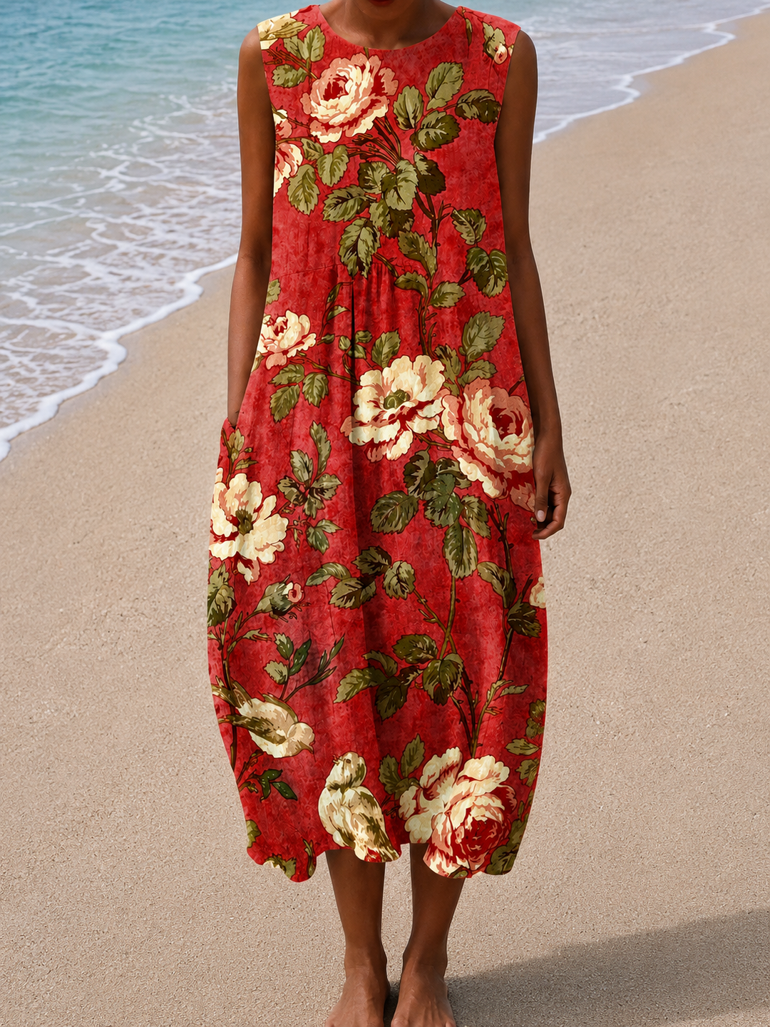 Grace - Abito Midi Senza Maniche Relaxed Fit per Donna