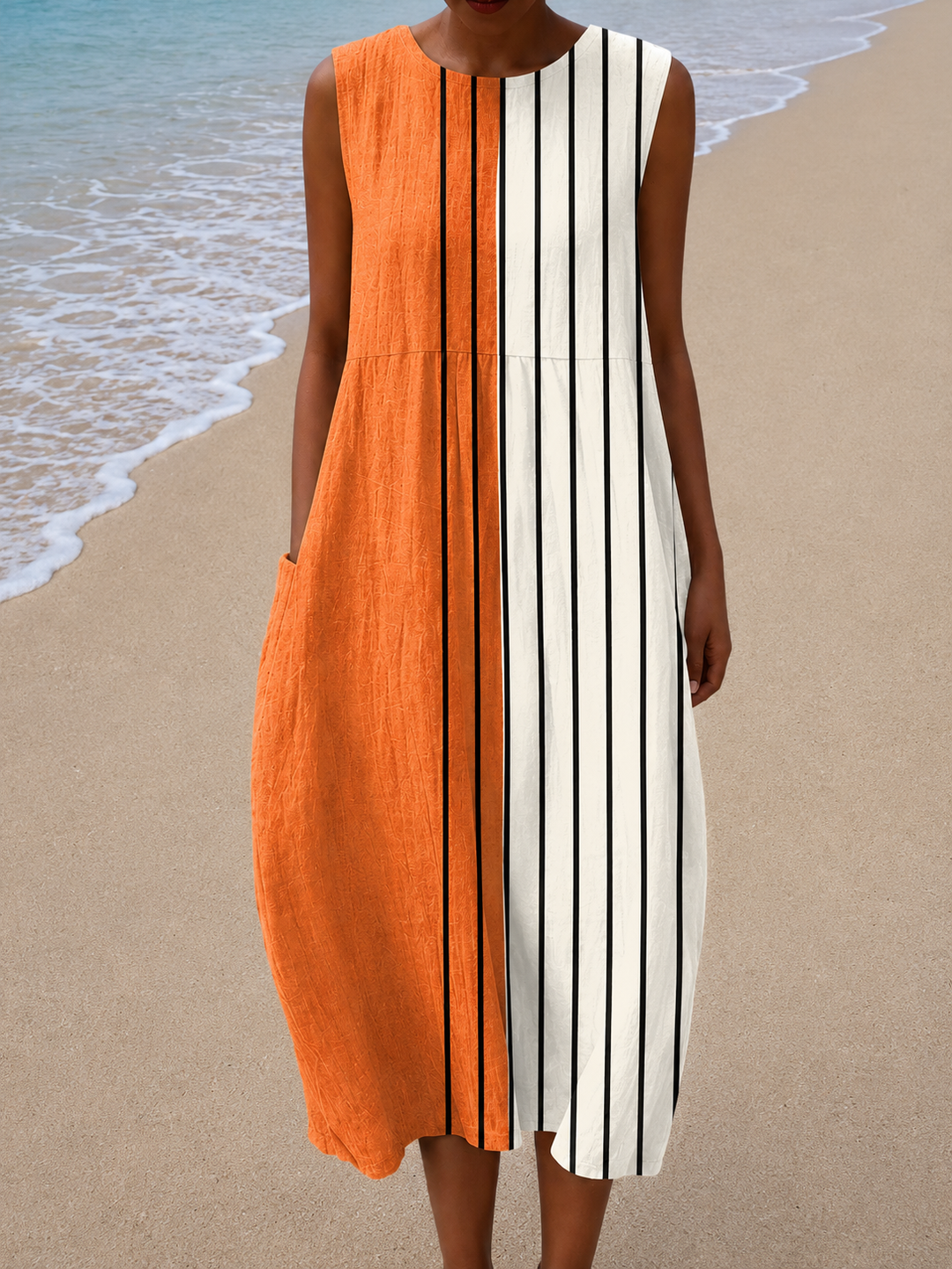 Chloe | Abito Midi Senza Maniche con Vestibilità Relaxed per Donna