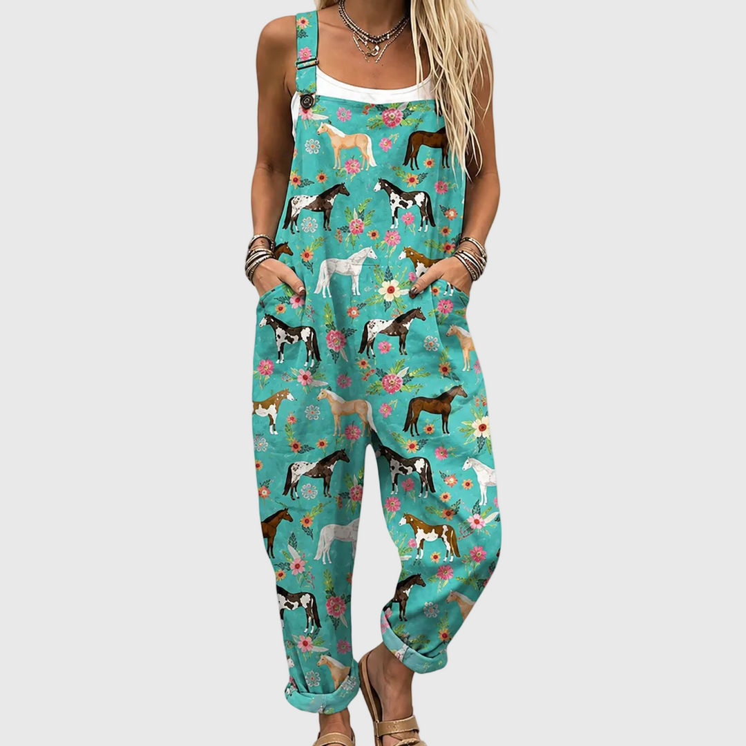 Salopette con Fiori e Cavalli