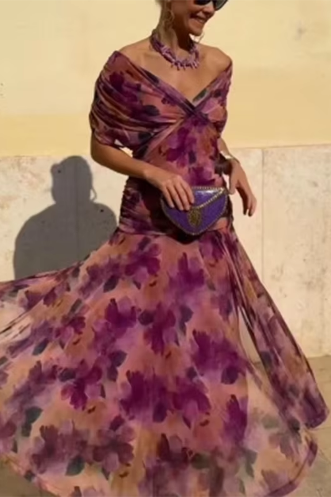 Eloísa™ | Abito Lungo Floreale in Chiffon
