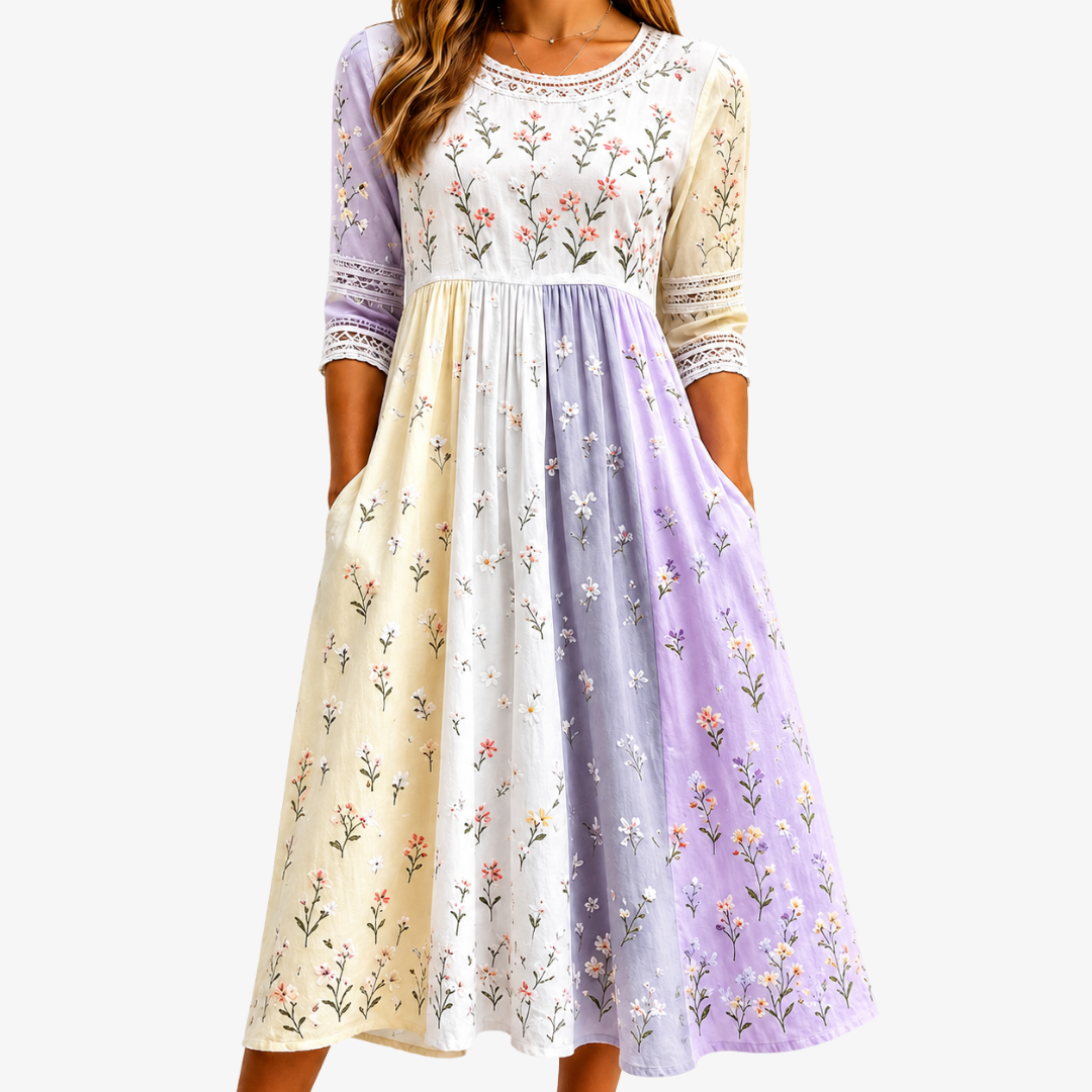 Selene | Abito Midi Patchwork Lavanda