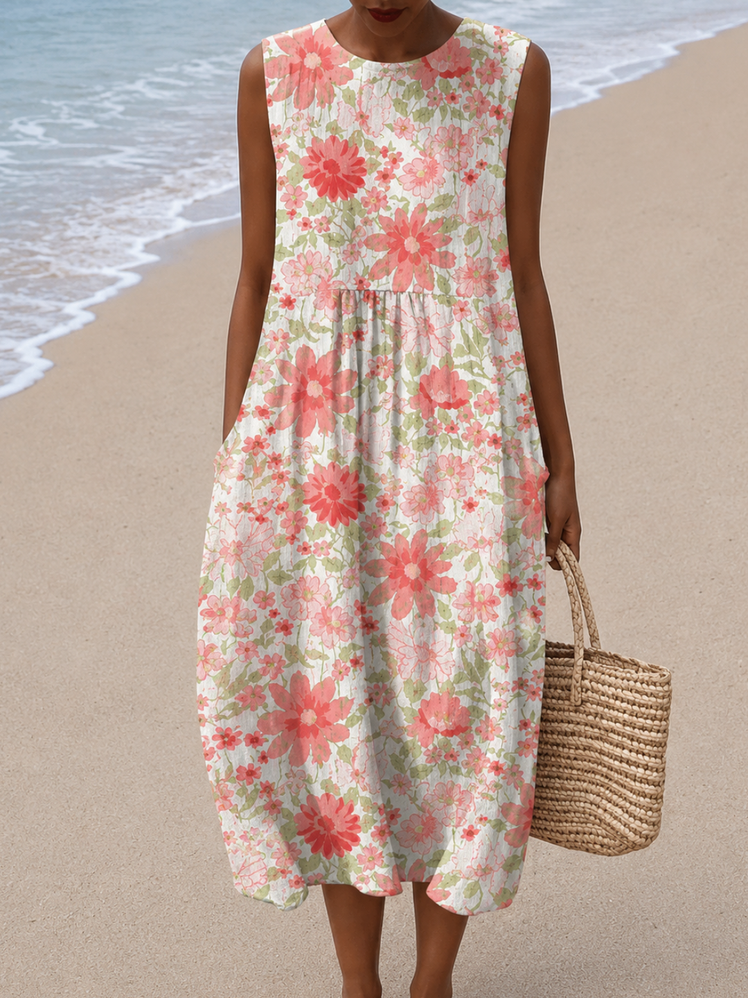Anna | Abito Midi Senza Maniche Relaxed Fit per Donna
