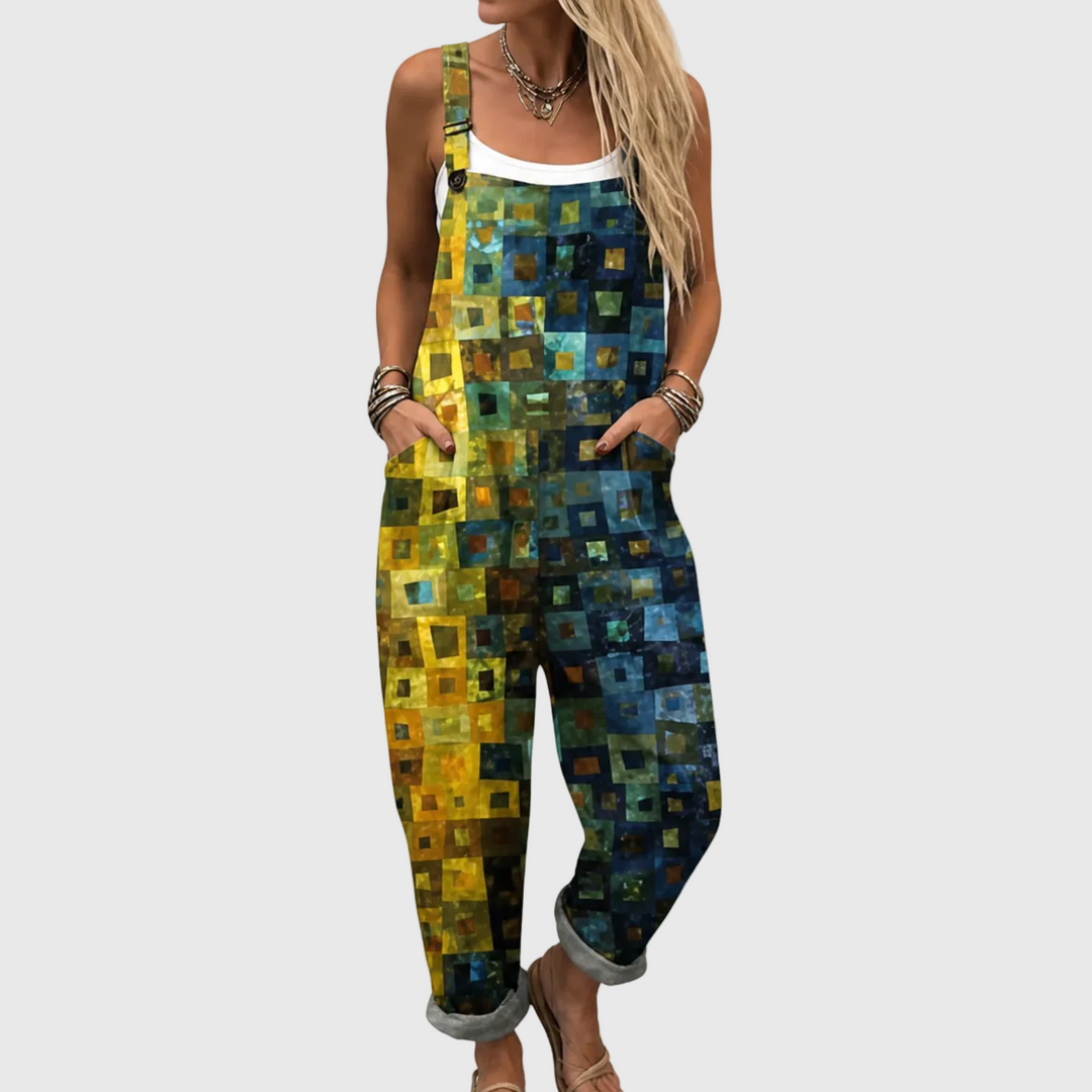 Elegante Tuta Morbida con Motivo a Mosaico