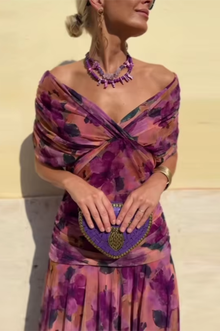 Eloísa™ | Abito Lungo Floreale in Chiffon