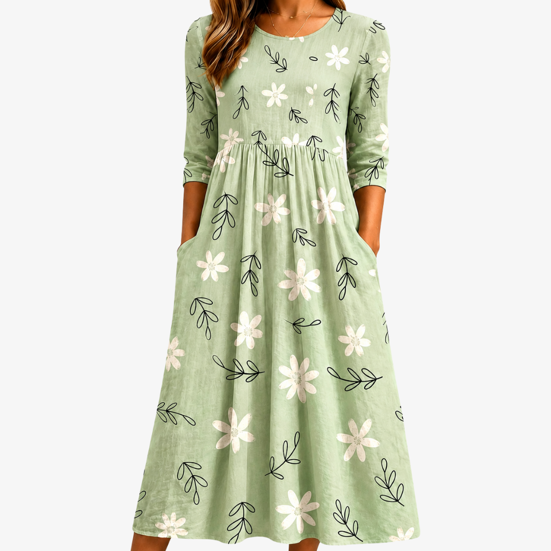 Maya | Abito Midi Pocket Everyday Sage Blossom