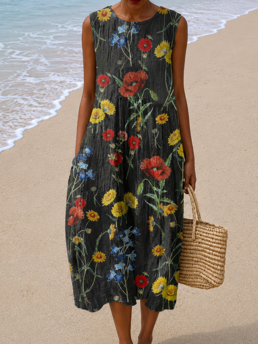 Hazel | Abito Midi Senza Maniche a Vestibilità Relaxed per Donna