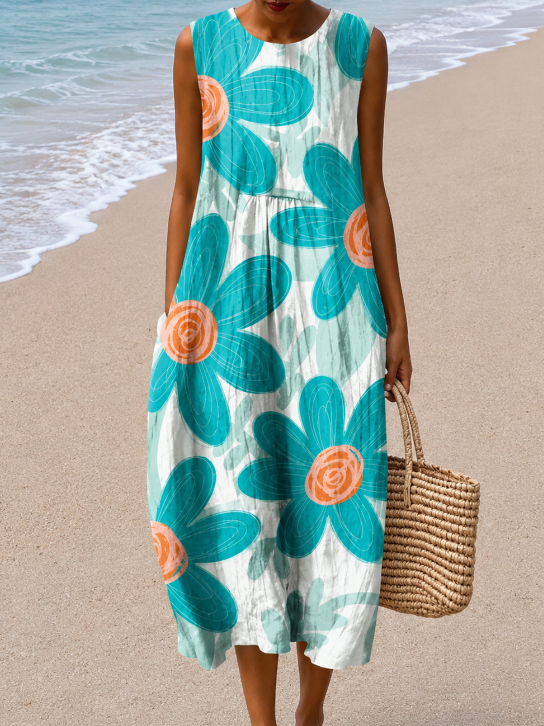 Penelope | Abito Midi Senza Maniche Relaxed Fit per Donna