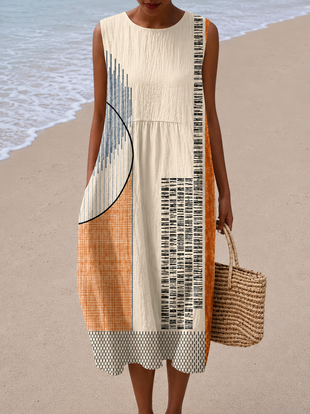 Amelia | Abito Midi Senza Maniche Relaxed Fit per Donna