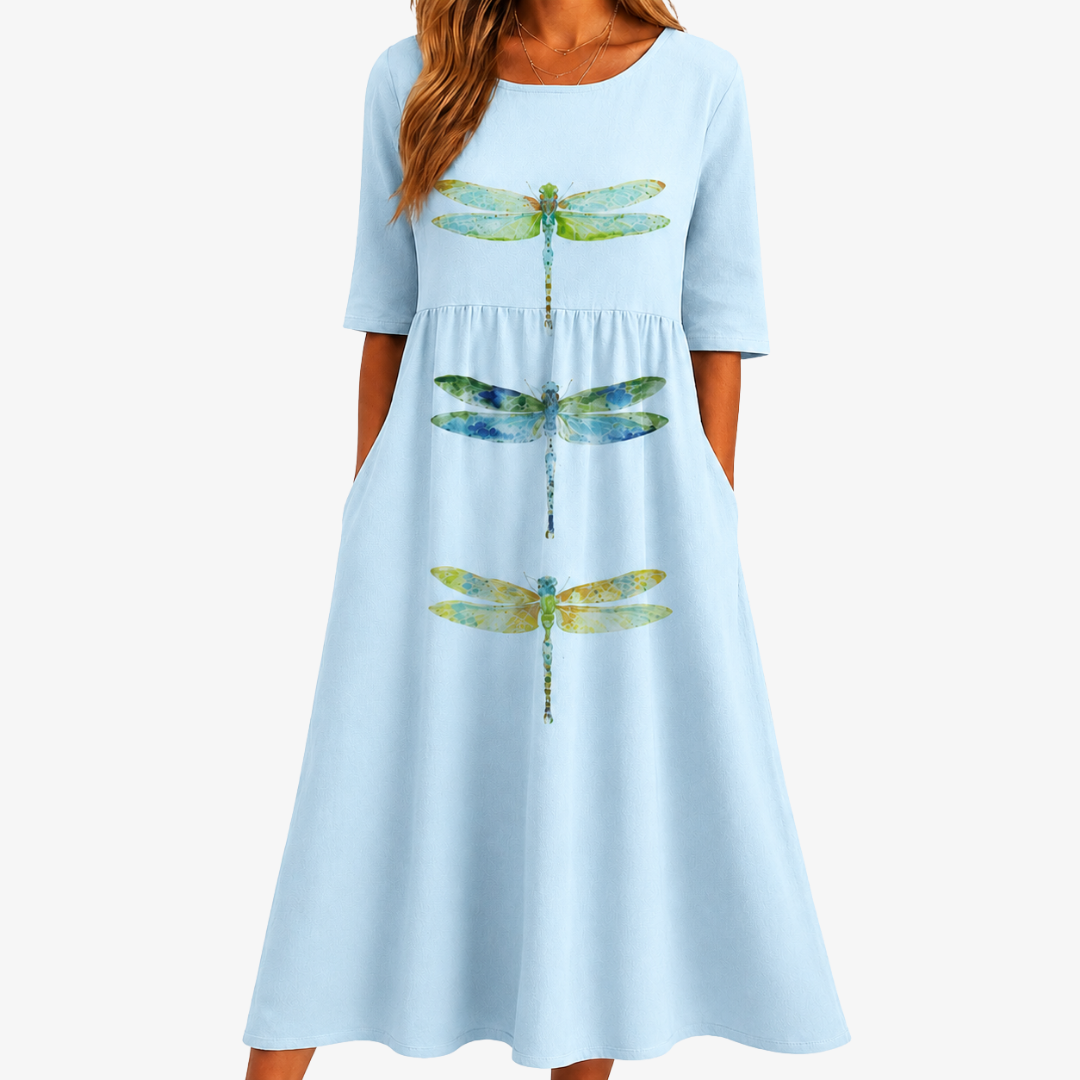 Eliana | Abito Midi Pocket Dragonfly Sky Meadow