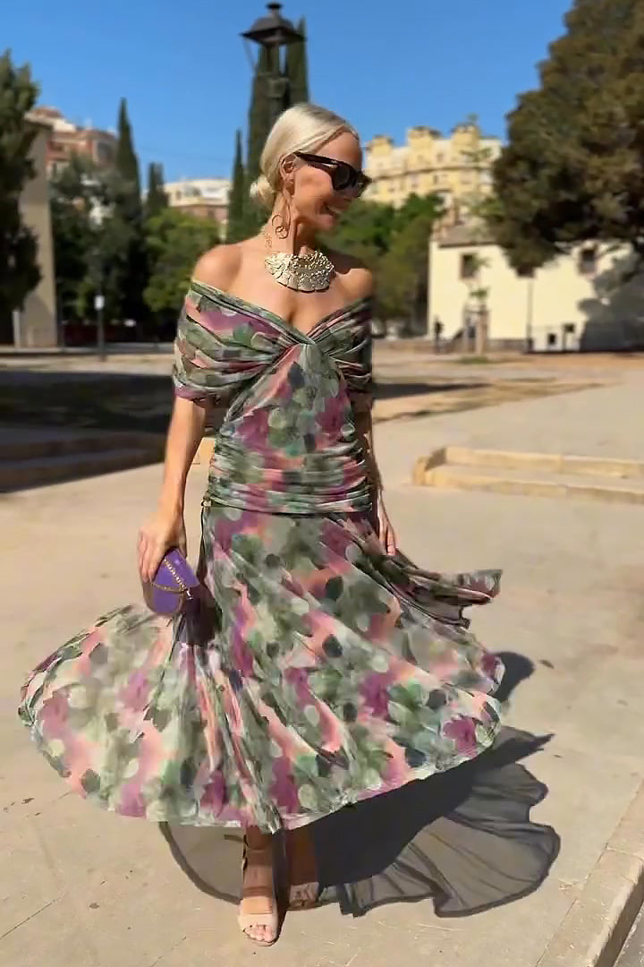 Eloísa™ | Abito Lungo Floreale in Chiffon