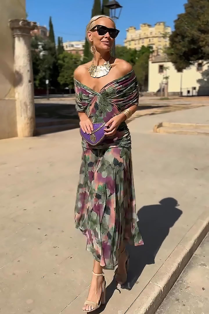 Eloísa™ | Abito Lungo Floreale in Chiffon