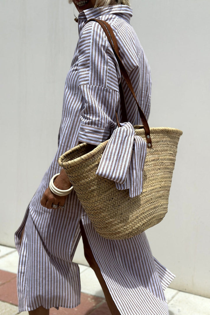 Sophia - Abito Camicia a Righe Senza Tempo con Elegante Comfort