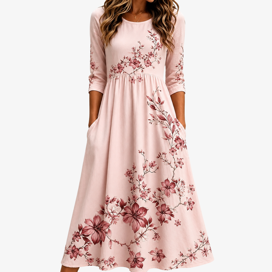 Megan | Abito Midi con Tasche Rose Garden Charm