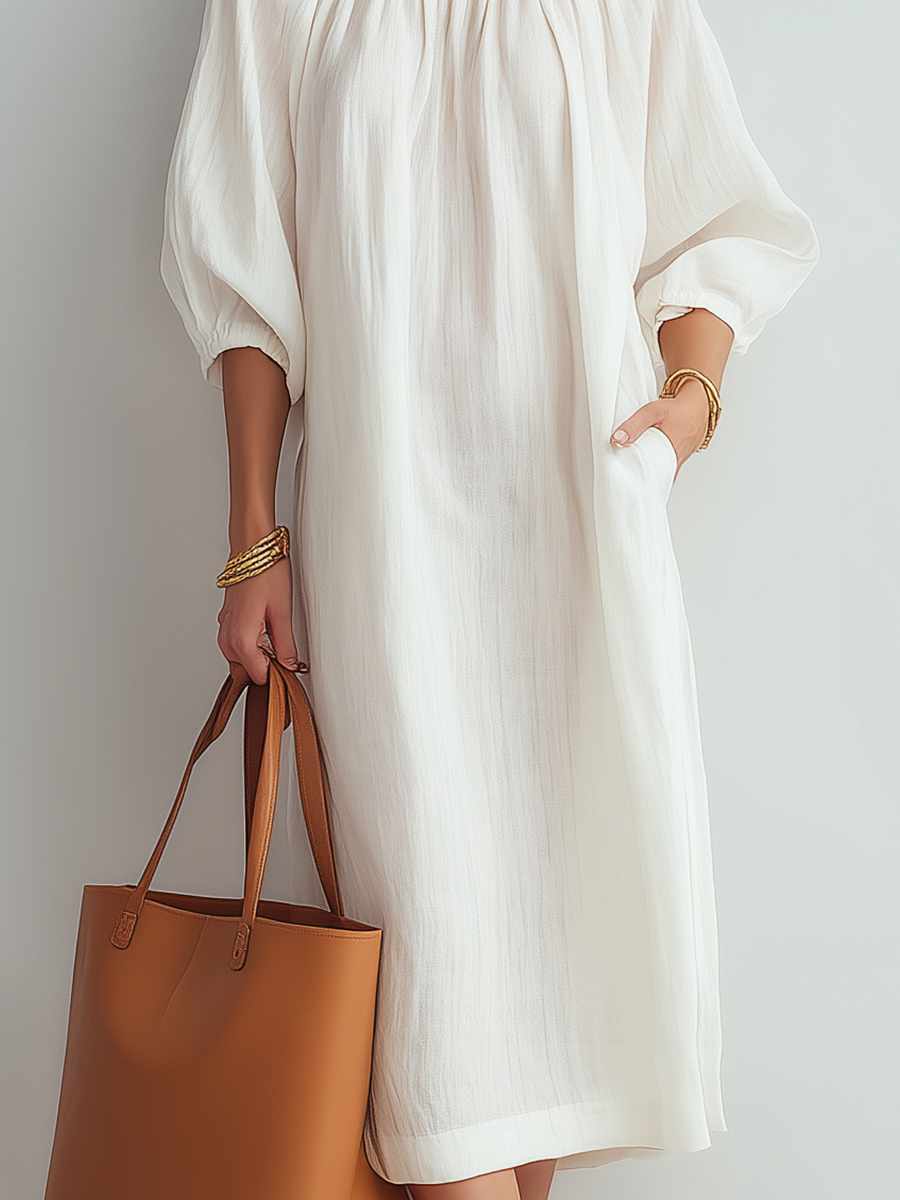 Ranara | Vestito midi crema dal taglio rilassato