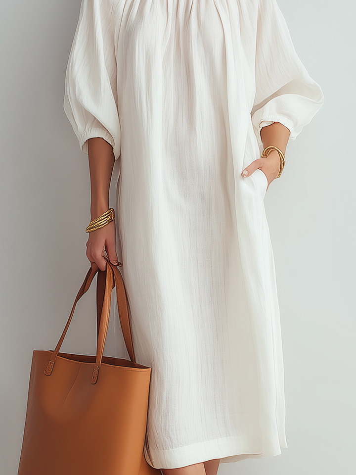 Ranara | Vestito midi crema dal taglio rilassato