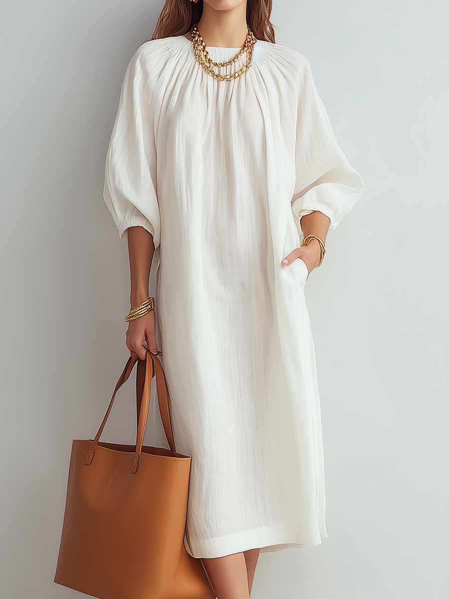 Ranara | Vestito midi crema dal taglio rilassato