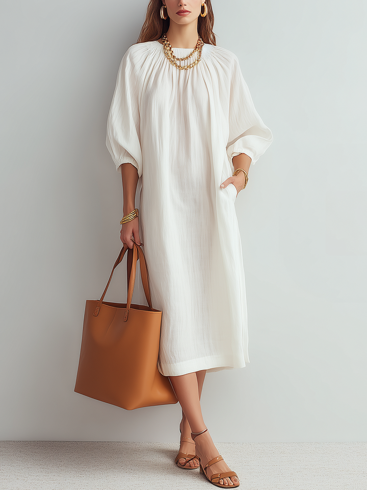 Ranara | Vestito midi crema dal taglio rilassato