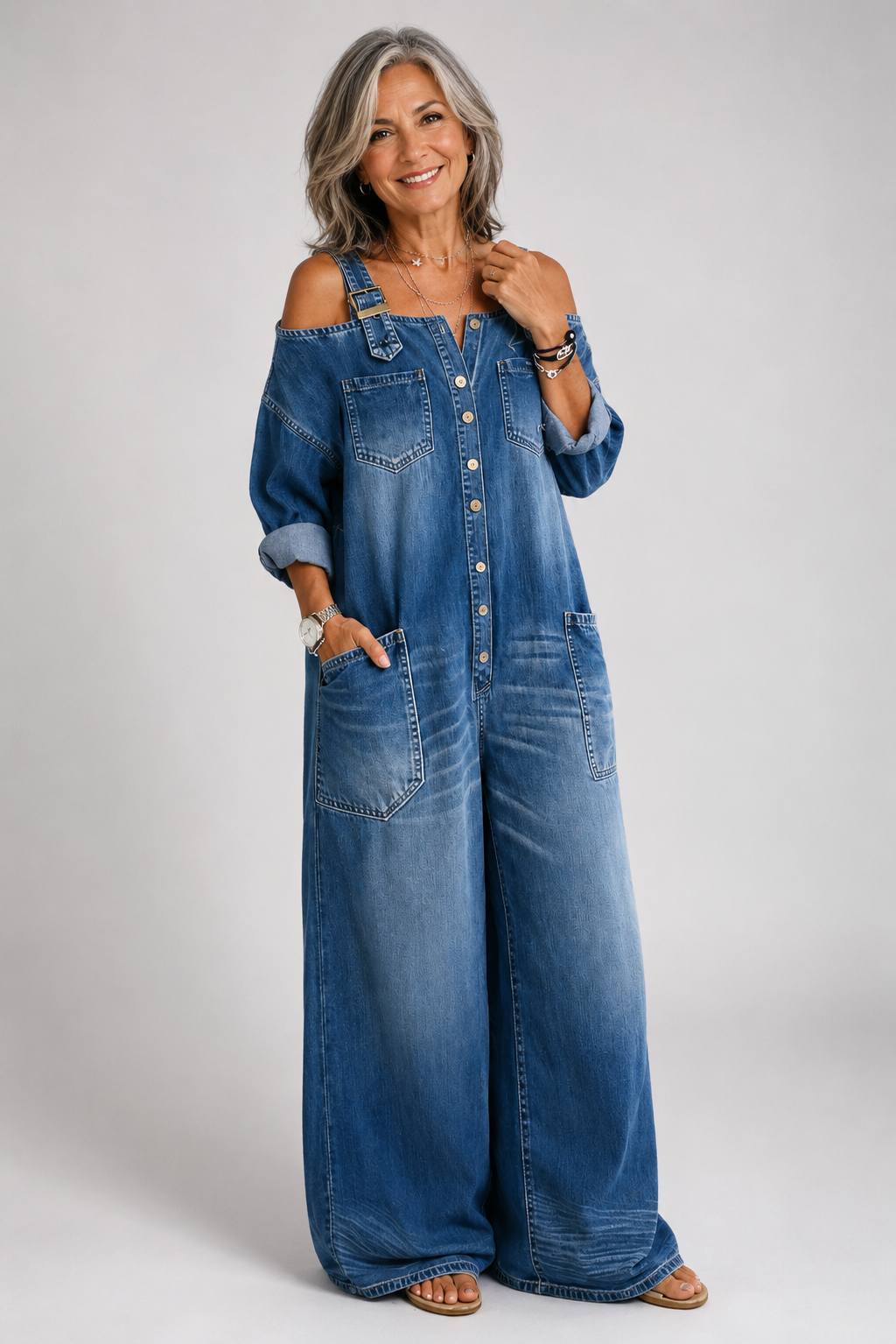 Ludovina™ | Camicia di jeans oversize a maniche lunghe
