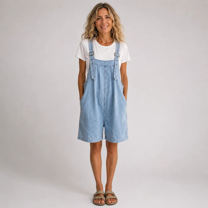 Olalla™ | Salopette corta in denim con bretelle regolabili