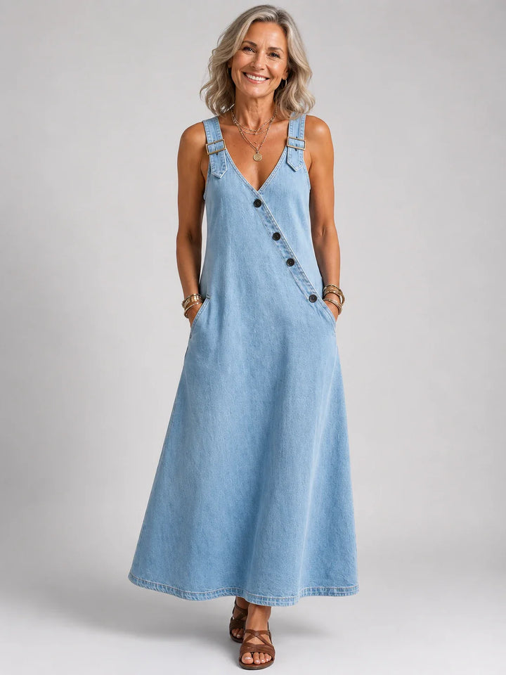 Zenaida™ | Salopette maxi in denim con spalline incrociate sulla schiena
