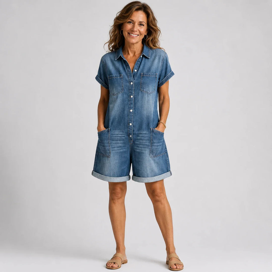Cayetana™ | Completo in denim: camicia e pantaloni corti casual