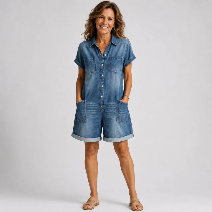 Cayetana™ | Completo in denim: camicia e pantaloni corti casual
