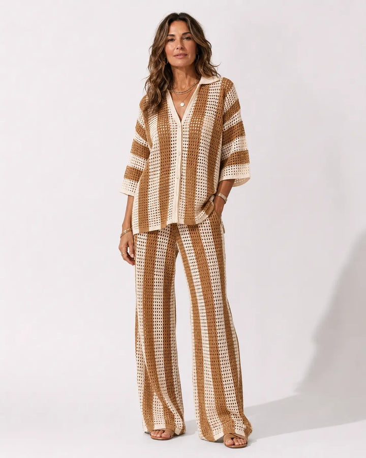 Zenaida™ | Set Crochet Strisce Kimono e Pantalone