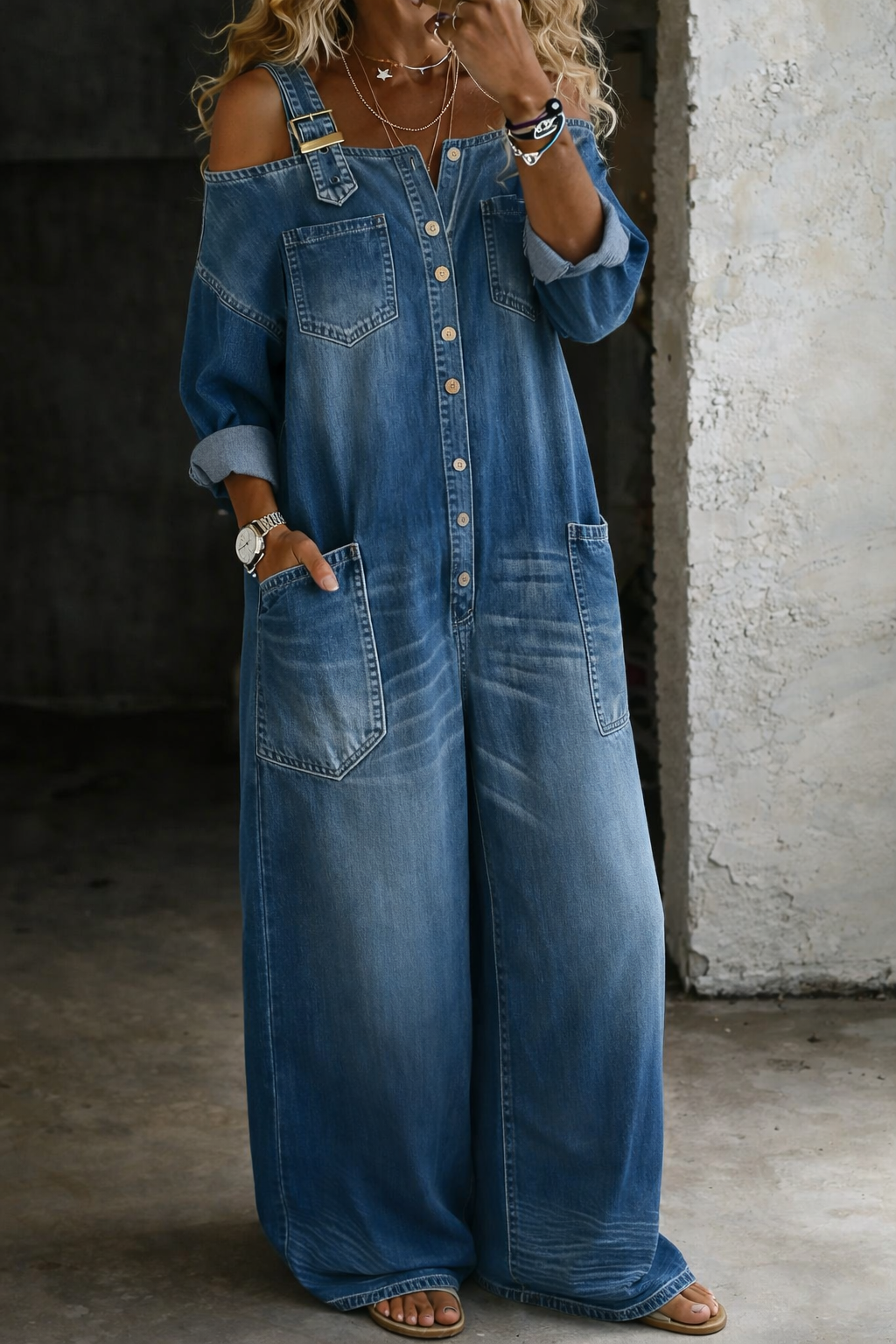 Ludovina™ | Camicia di jeans oversize a maniche lunghe