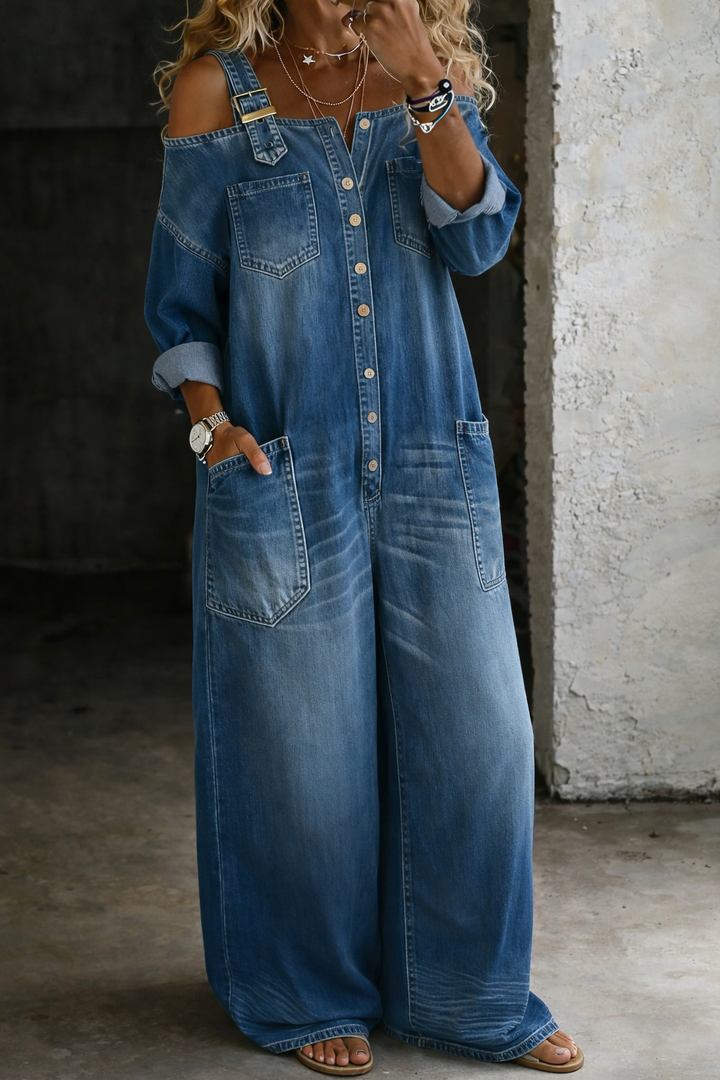 Ludovina™ | Camicia di jeans oversize a maniche lunghe