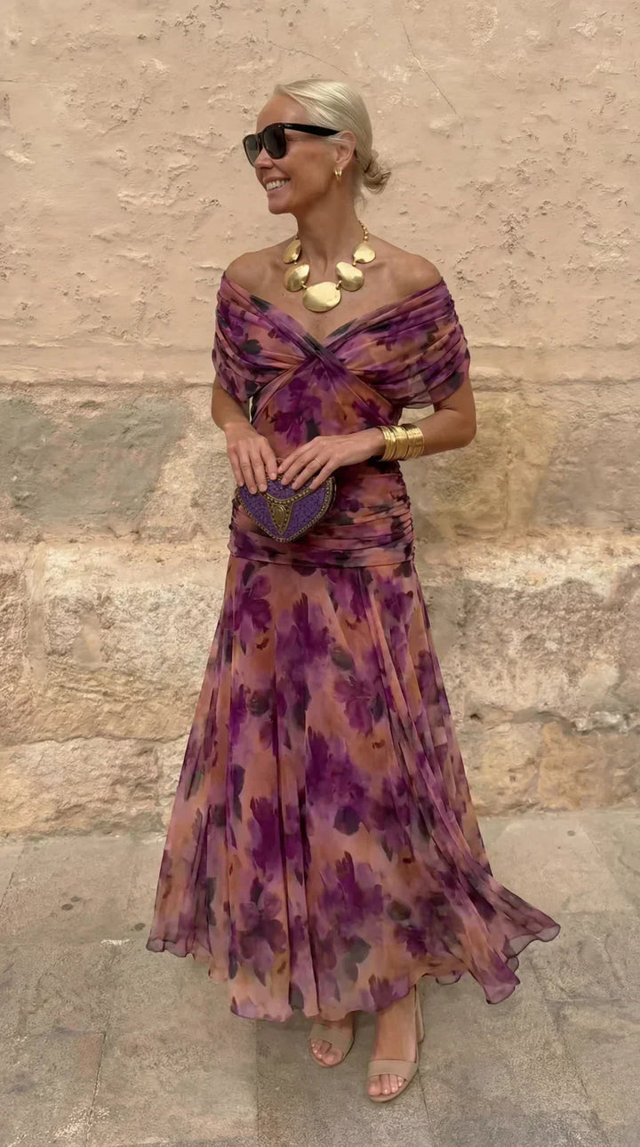 Eloísa™ | Abito Lungo Floreale in Chiffon