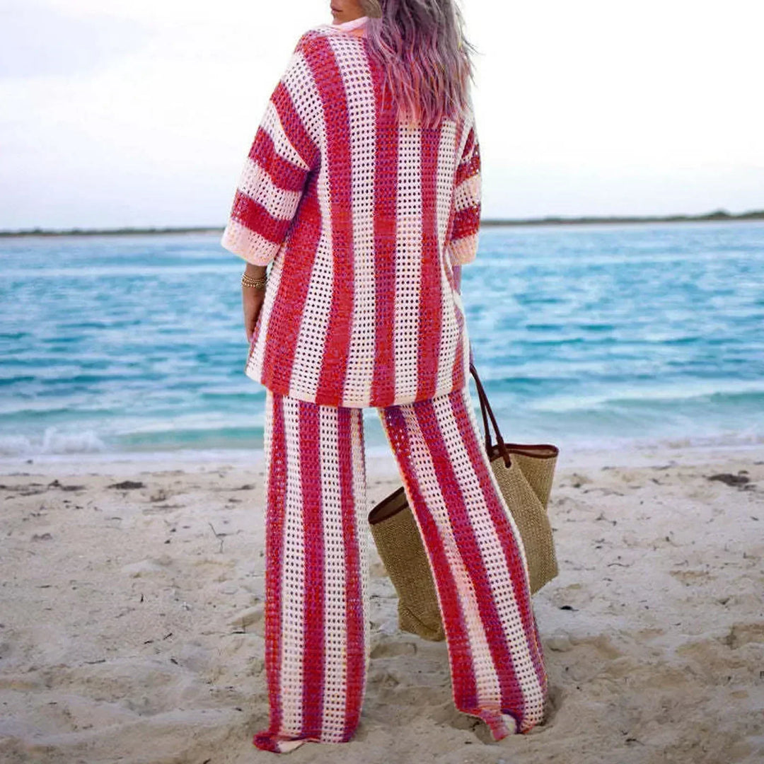 Zenaida™ | Set Crochet Strisce Kimono e Pantalone