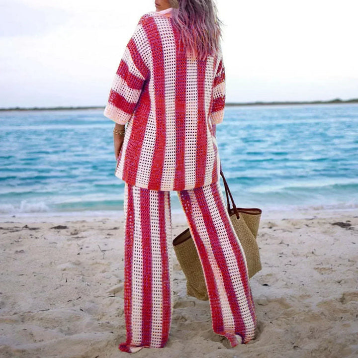 Zenaida™ | Set Crochet Strisce Kimono e Pantalone