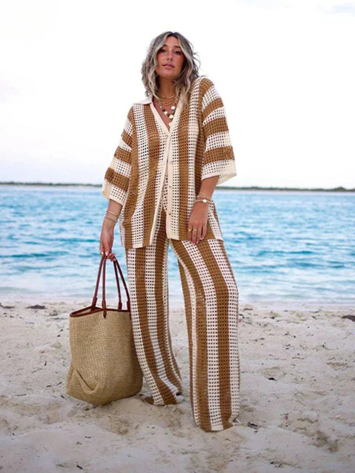 Zenaida™ | Set Crochet Strisce Kimono e Pantalone
