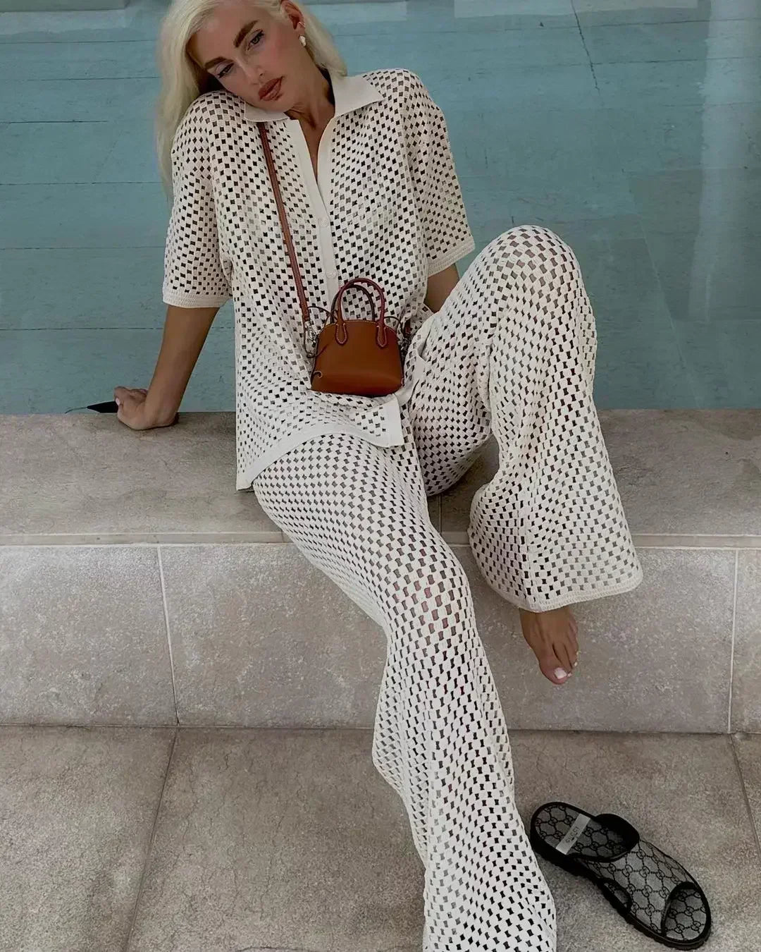 Zenaida™ | Set Crochet Strisce Kimono e Pantalone