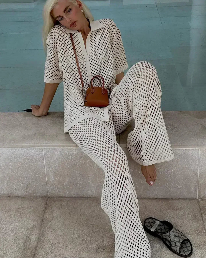 Zenaida™ | Set Crochet Strisce Kimono e Pantalone