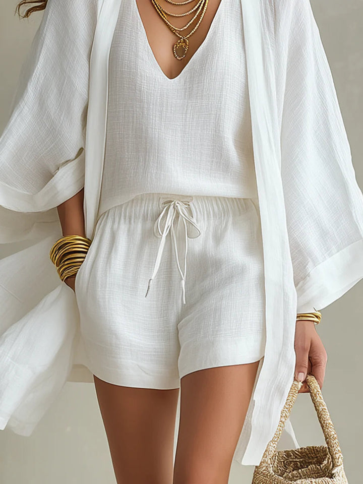 Elizabeth | CONJUNTO CARDIGAN BIANCO LARGO - 3 PEZZI