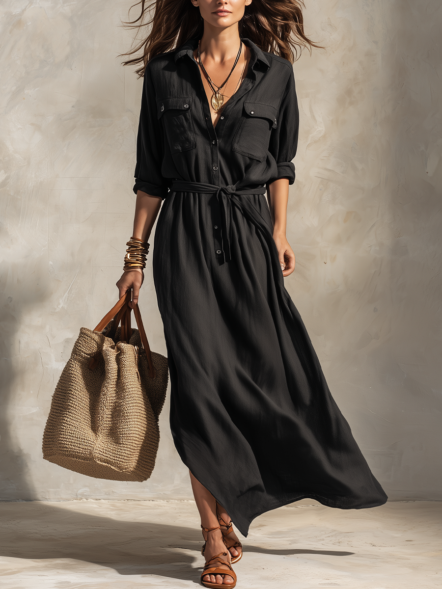 Leonora | Abito maxi raffinato con cintura