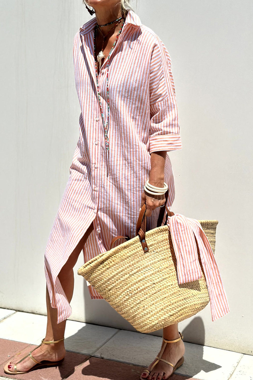 Sophia - Abito Camicia a Righe Senza Tempo con Elegante Comfort