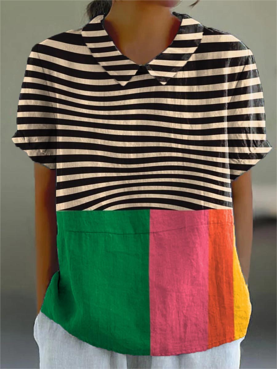 Eva | Camicia a righe audaci e blocchi di colore