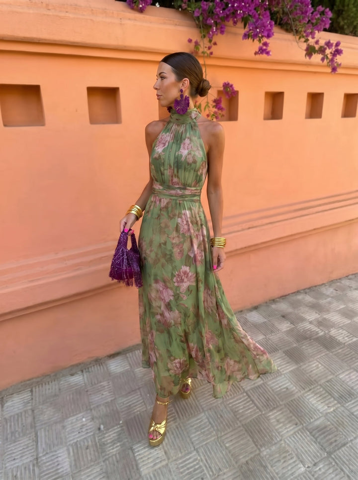 Florencia™ | Abito Lungo Floreale con Scollatura Bassa