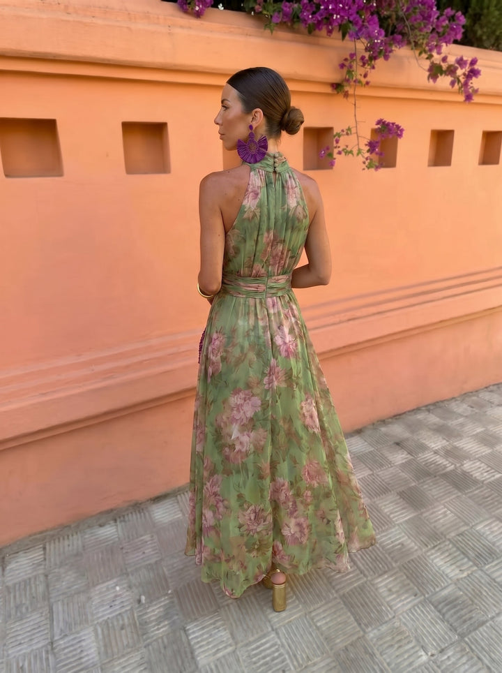 Florencia™ | Abito Lungo Floreale con Scollatura Bassa