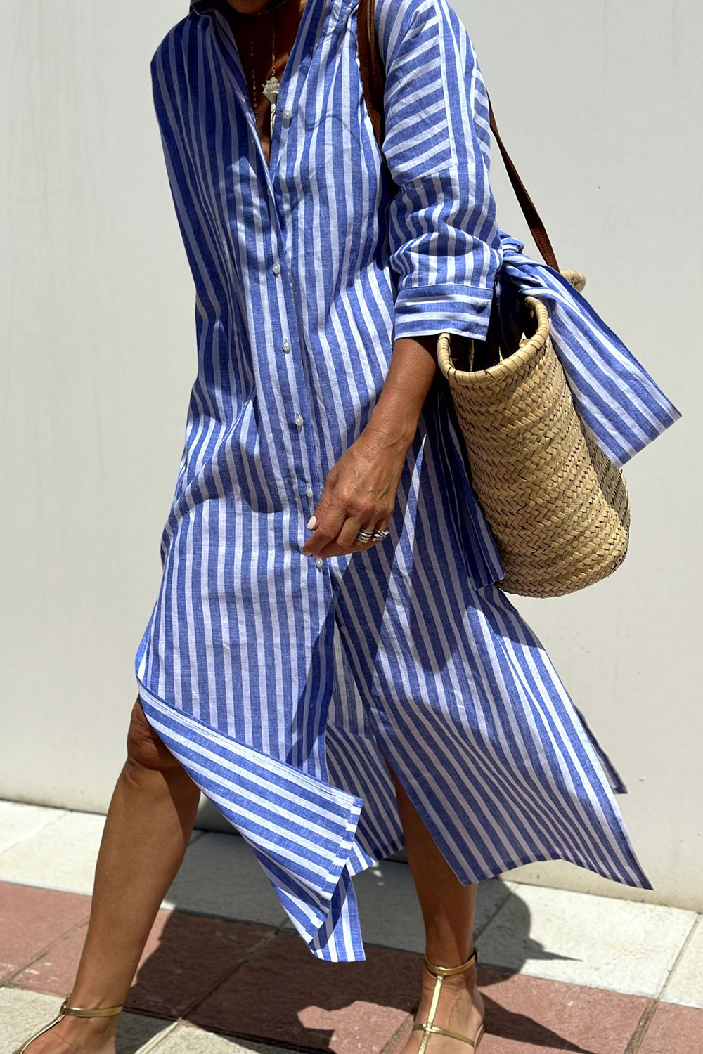 Sophia - Abito Camicia a Righe Senza Tempo con Elegante Comfort