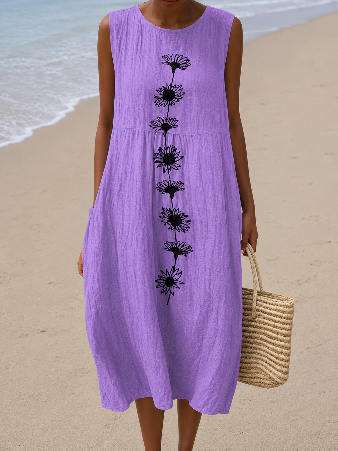 Emma™ - Vestito Midi Fioritura Viola