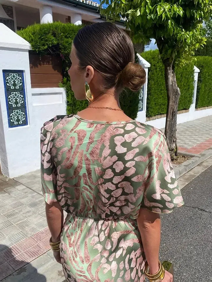 Higinia™ | Vestito Midi Stampato Toni Rame