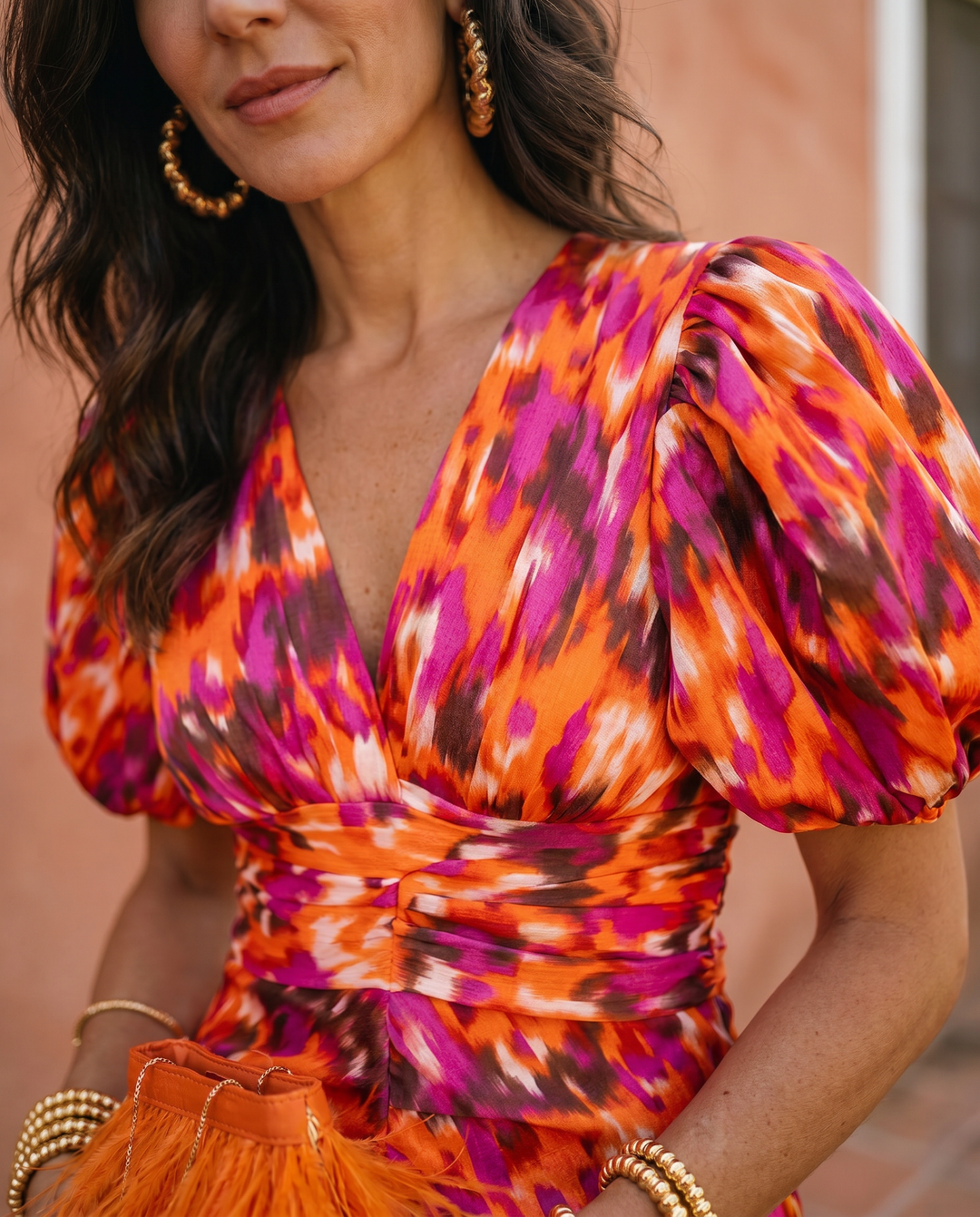 Carla™ | Vestito Midi Floreale con Maniche Sbuffo